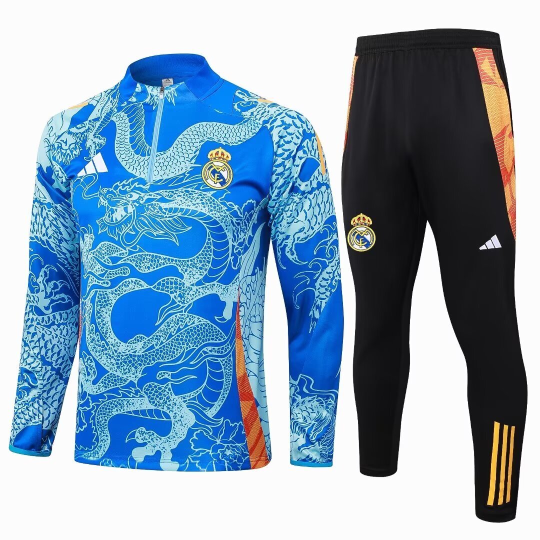 Conjunto Treino Real Madrid 24/25 - Azul Claro/Laranja
