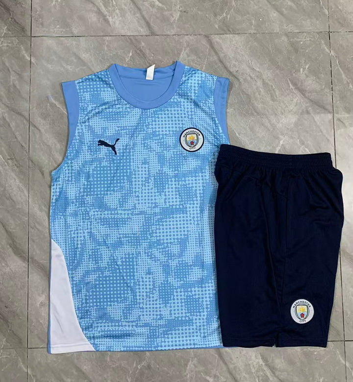 Kit Regata Manchester City 25/26 - Azul Bebê/Branco/Azul Marinho