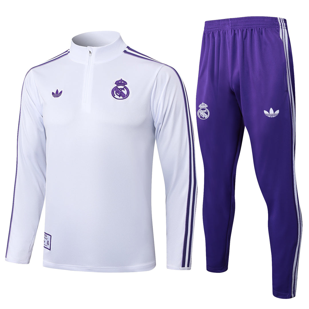Conjunto Treino Real Madrid 25/26 - Branco/Roxo