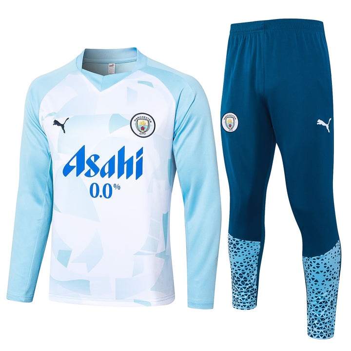 Conjunto Treino Manchester City 24/25 - Branco/Azul Claro