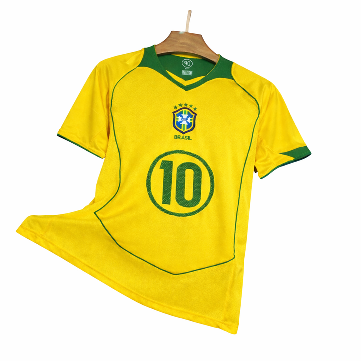 Camisa Retrô Brasil 2004/05 Home - Ronaldinho #10 (Pronta Entrega)