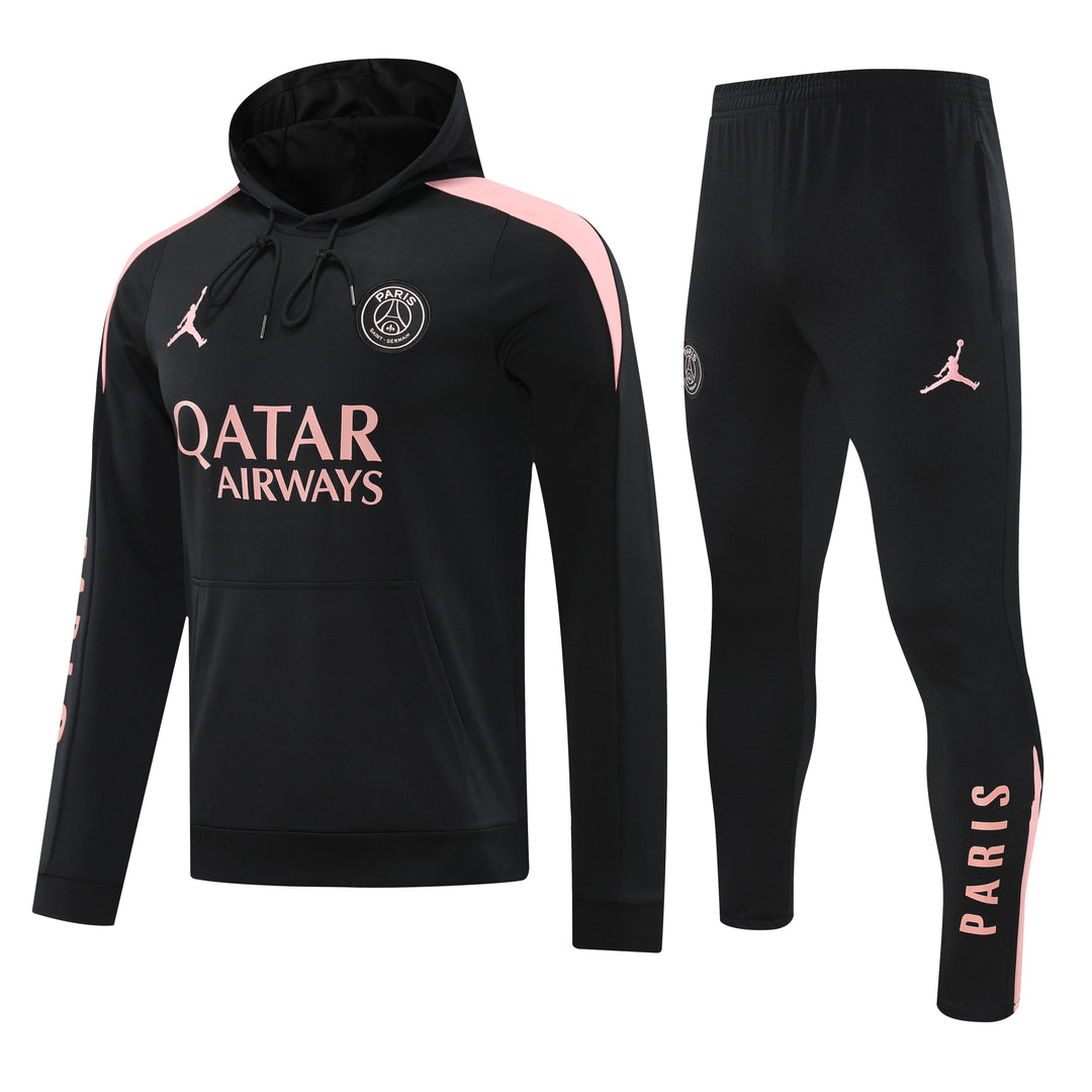 Conjunto PSG 2024/25 Preto/Rosa - Capuz