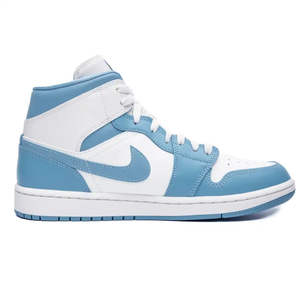 Jordan 1 Mid UNC - Branco/Azul University