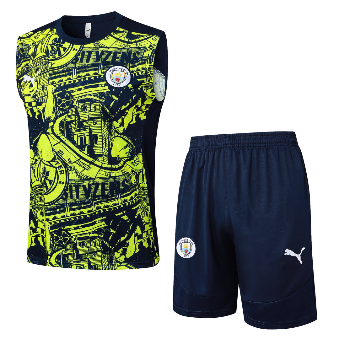 Kit Regata Manchester City 24/25 - Verde Lima/Azul Marinho