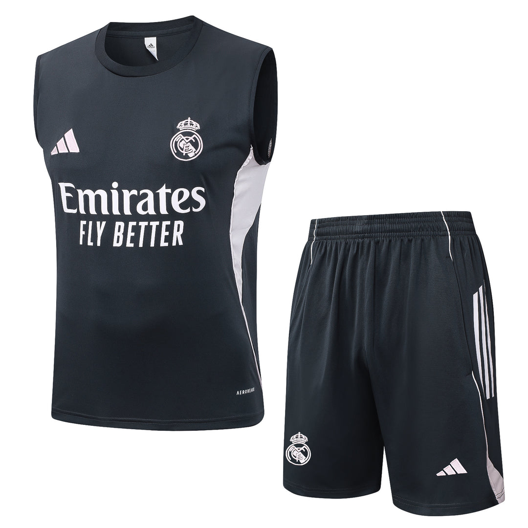 Kit Regata Real Madrid 25/26 - Grafite Escuro/Off White
