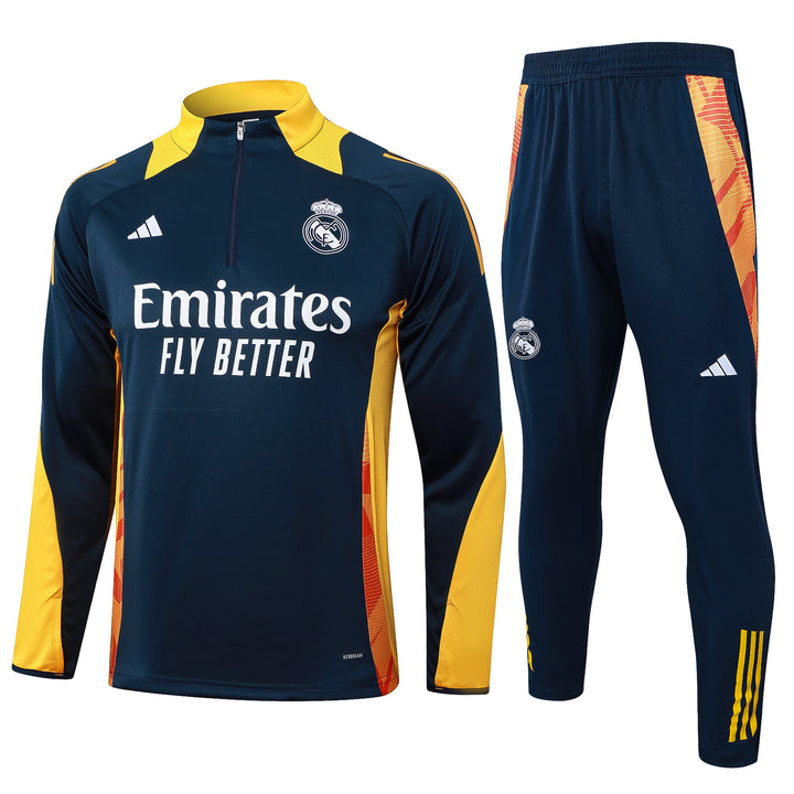Conjunto Treino Real Madrid 24/25 - Azul Marinho/Amarelo