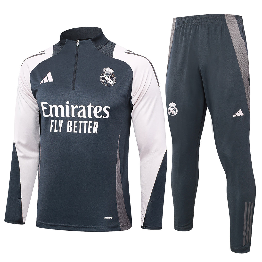 Conjunto Treino Real Madrid 24/25 - Cinza/Branco