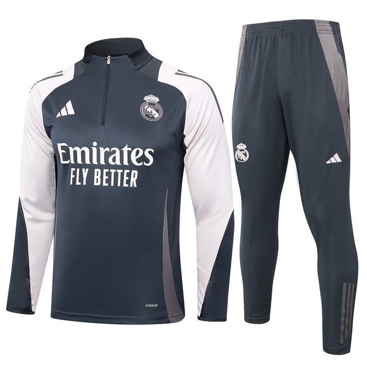 Conjunto Treino Real Madrid 24/25 - Cinza/Branco