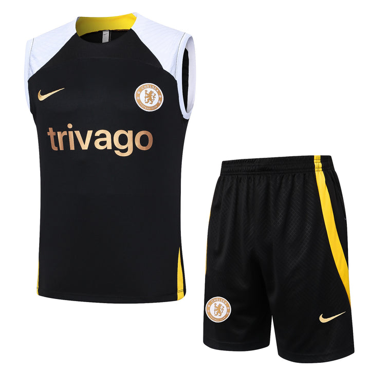 Kit Regata Chelsea 23/24 - Preto/Branco/Amarelo