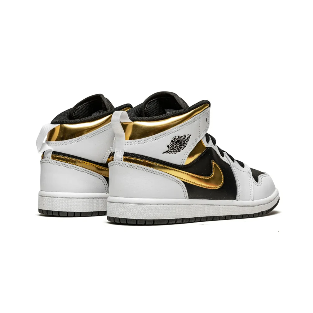 Jordan 1 Mid - Branco/Dourado/Preto