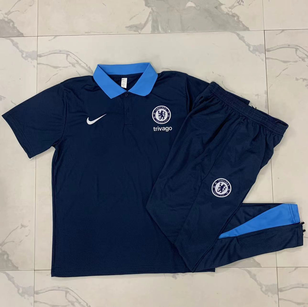 Kit Polo Chelsea 24/25 - Azul Marinho/Azul