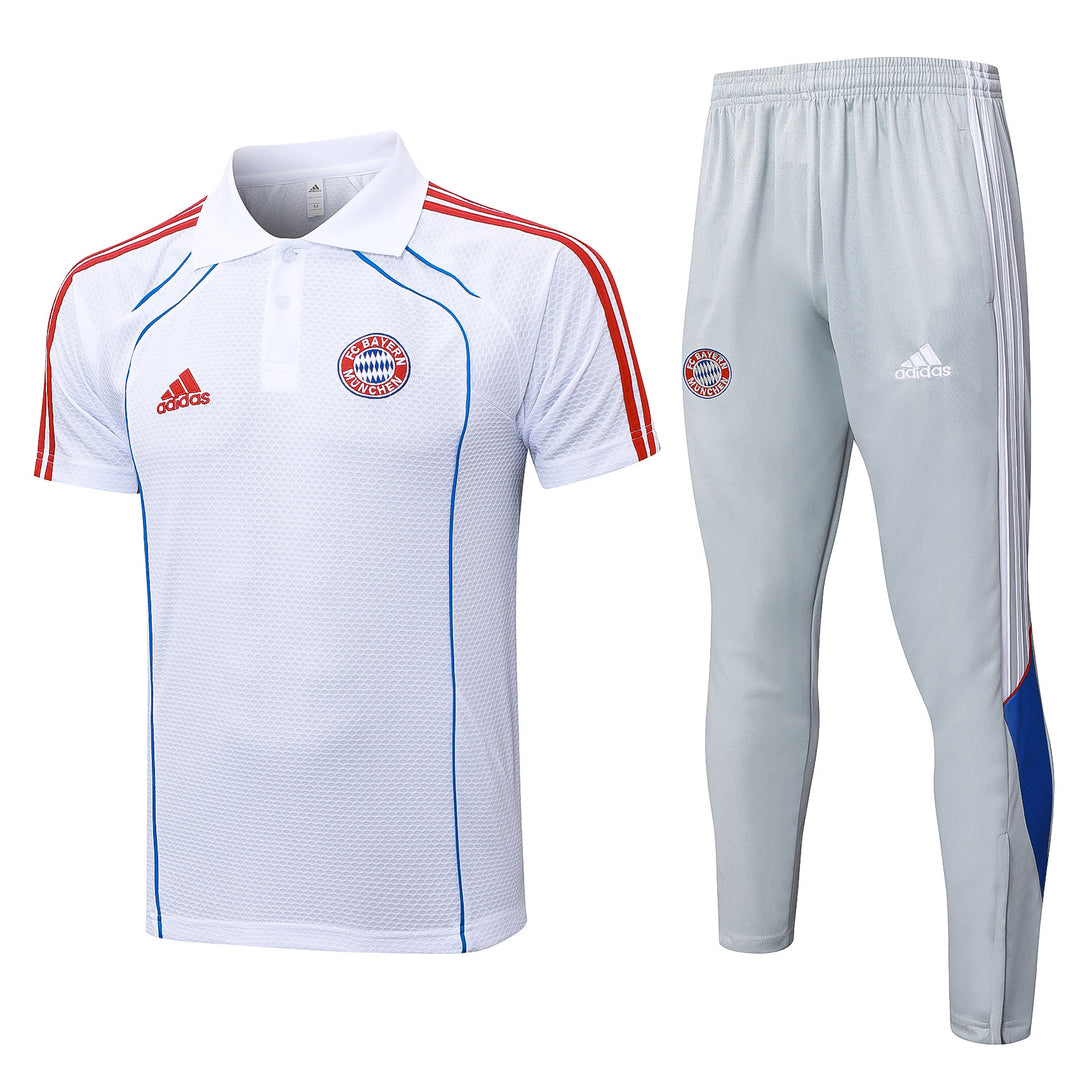 Kit Polo Bayern de Munique 25/26 - Branco/Cinza Claro