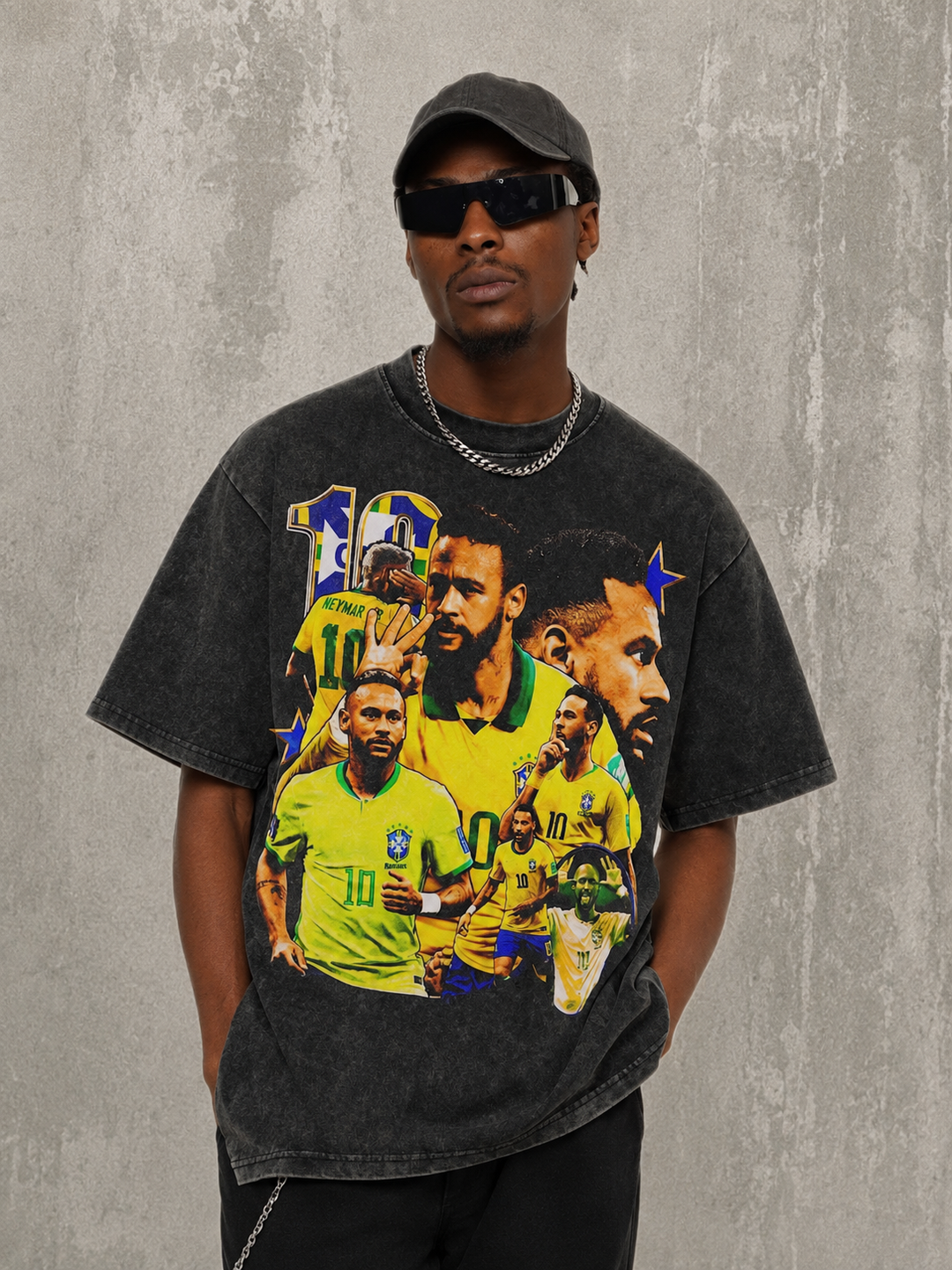 Camiseta Neymar 10 Oversized Retrô Masculina - Creme