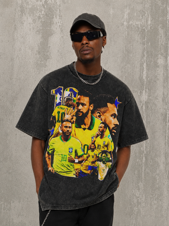 Camiseta Neymar 10 Oversized Retrô Masculina - Creme
