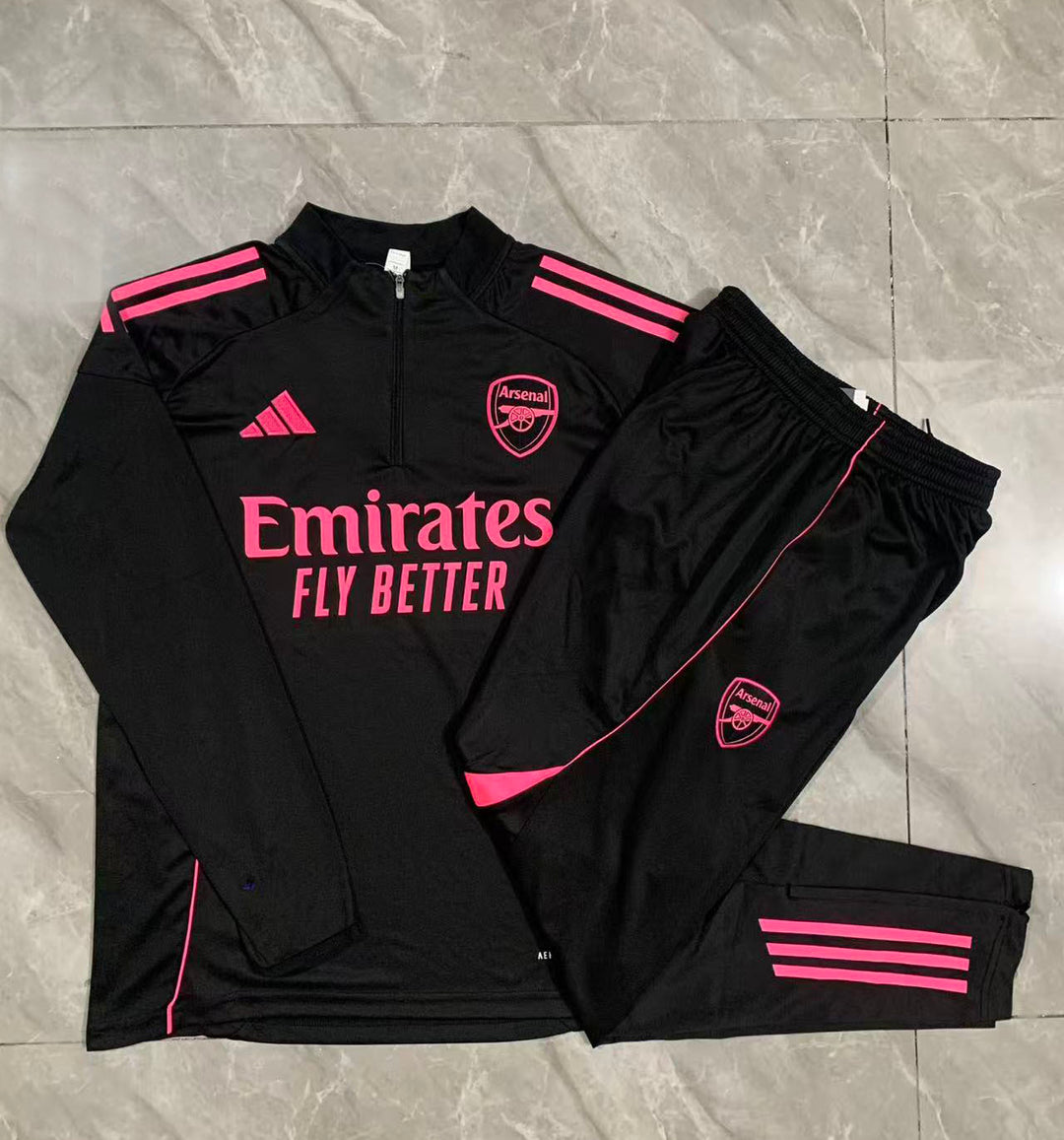 Conjunto Treino Arsenal 25/26 - Preto/Rosa Neon