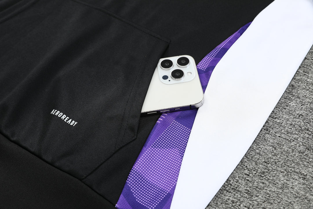 Conjunto Real Madrid 2024/25 Preto/Roxo - Capuz