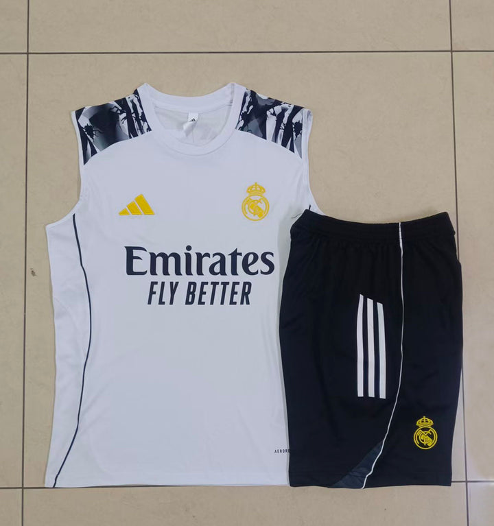 Kit Regata Real Madrid 25/26 - Branco/Preto/Amarelo