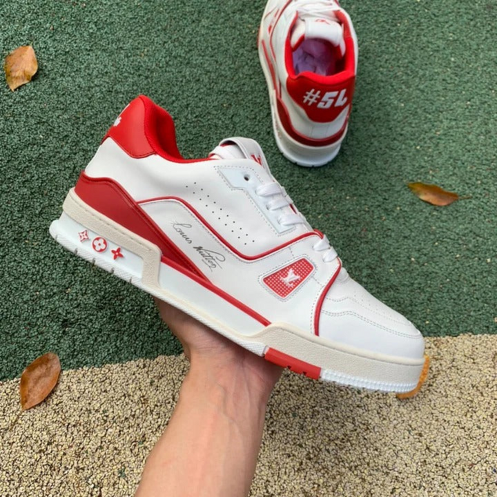 Louis Vuitton Trainer – Bordô/Branco/Vermelho