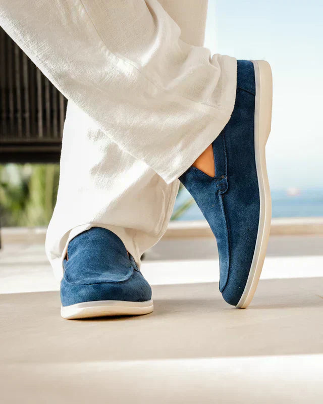 Mocassins de Camurça Confort - Azul Marinho