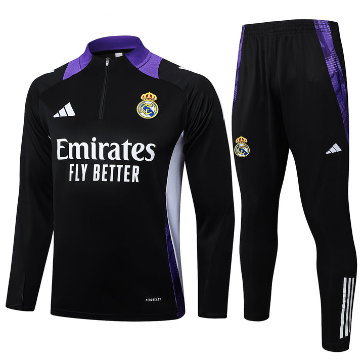 Conjunto Treino Real Madrid 24/25 - Preto/Branco/Roxo