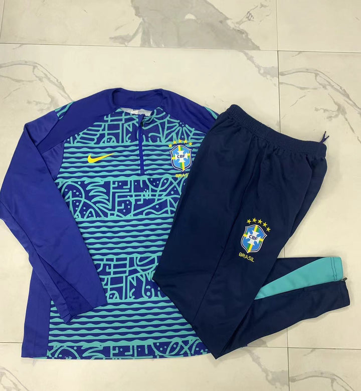 Conjunto Treino Brasil 24/25 - Azul Royal/Verde Água