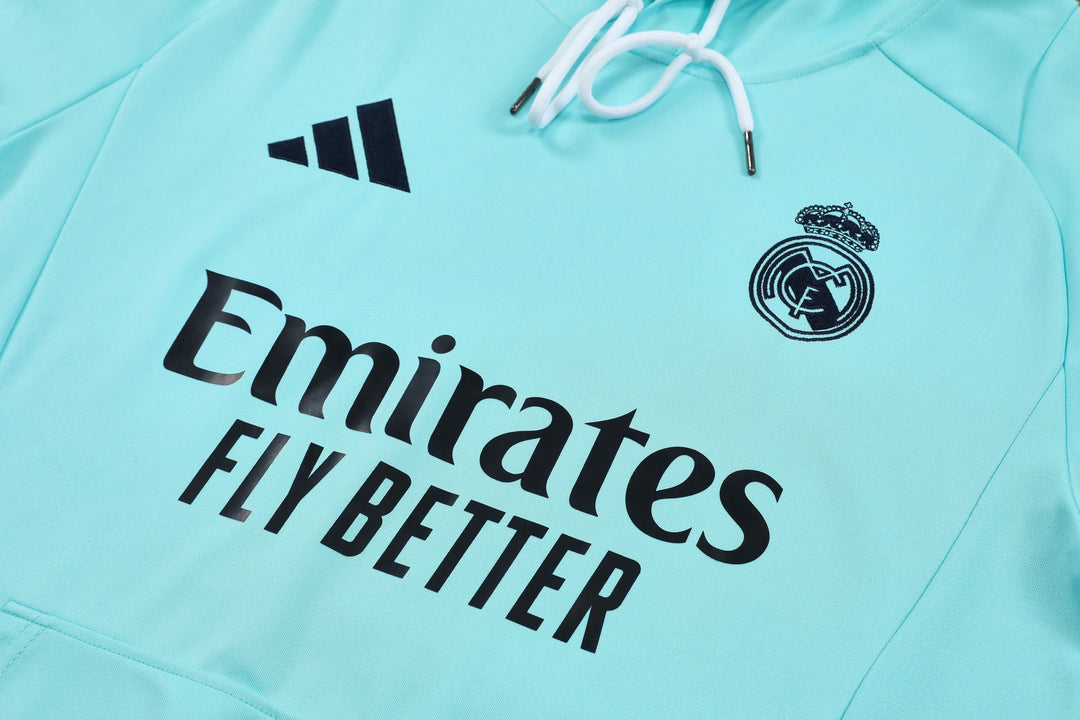 Blusão Real Madrid 2024/25 Azul Turquesa - Capuz