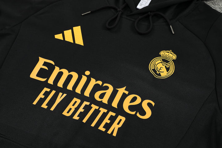Blusão Real Madrid 2024/25 Preto/Amarelo - Capuz