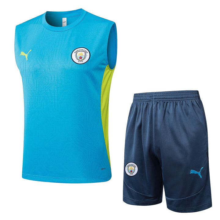 Kit Regata Manchester City 24/25 - Azul Capri/Verde Limão