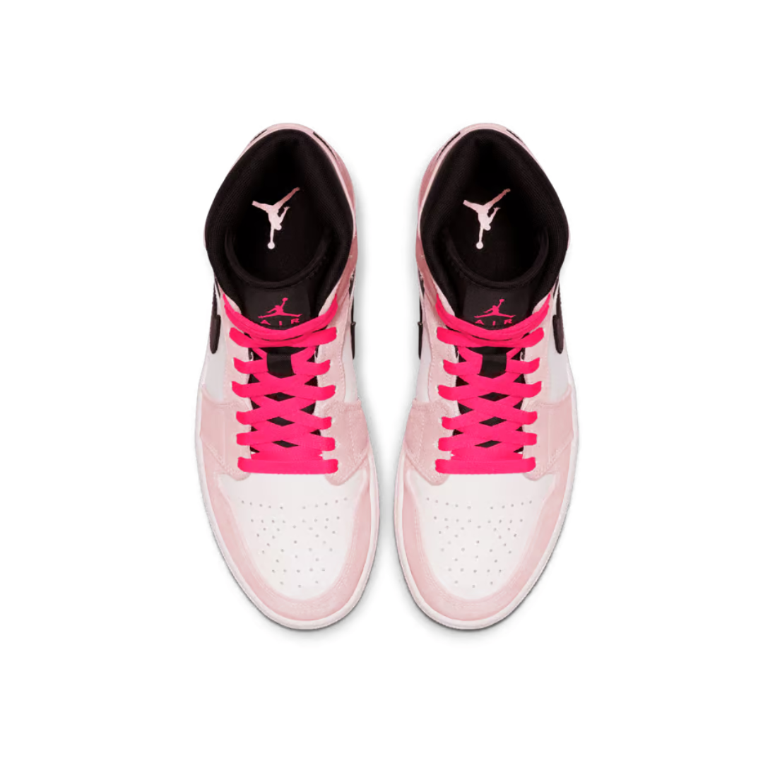 Air Jordan 1 Mid - Branco/Rosa Pastel/Preto/Rosa Neon