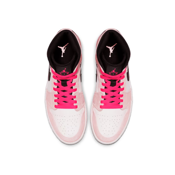 Air Jordan 1 Mid - Branco/Rosa Pastel/Preto/Rosa Neon