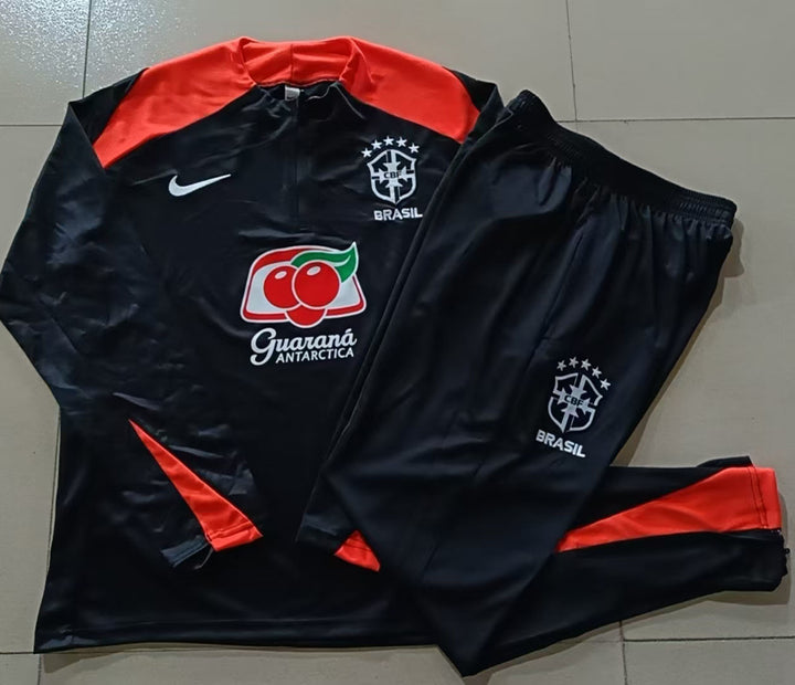 Conjunto Treino Brasil 25/26 - Preto/Salmão