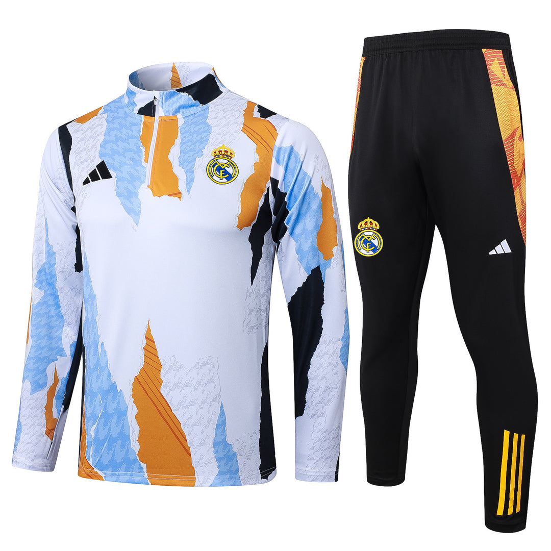 Conjunto Treino Real Madrid 24/25 - Mesclado Branco/Laranja