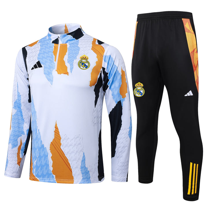 Conjunto Treino Real Madrid 24/25 - Mesclado Branco/Laranja
