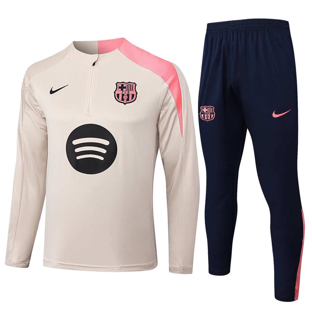 Conjunto Treino Barcelona 25/26 - Off-White/Rosa