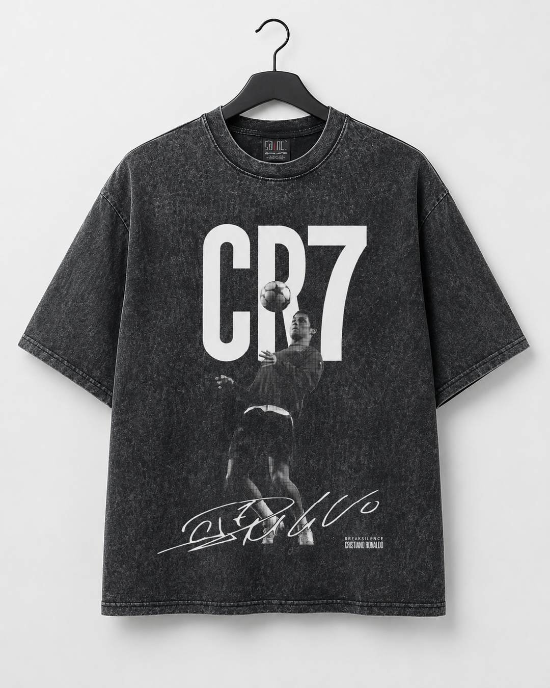 Camiseta CR7 Vintage Masculina - Preto Lavado