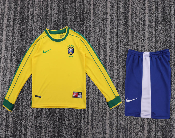 Camisa Retrô Brasil 1998 Home Manga Longa Infantil – Belt Sports
