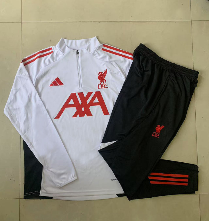 Conjunto Treino Liverpool 25/26 - Branco/Preto/Vermelho