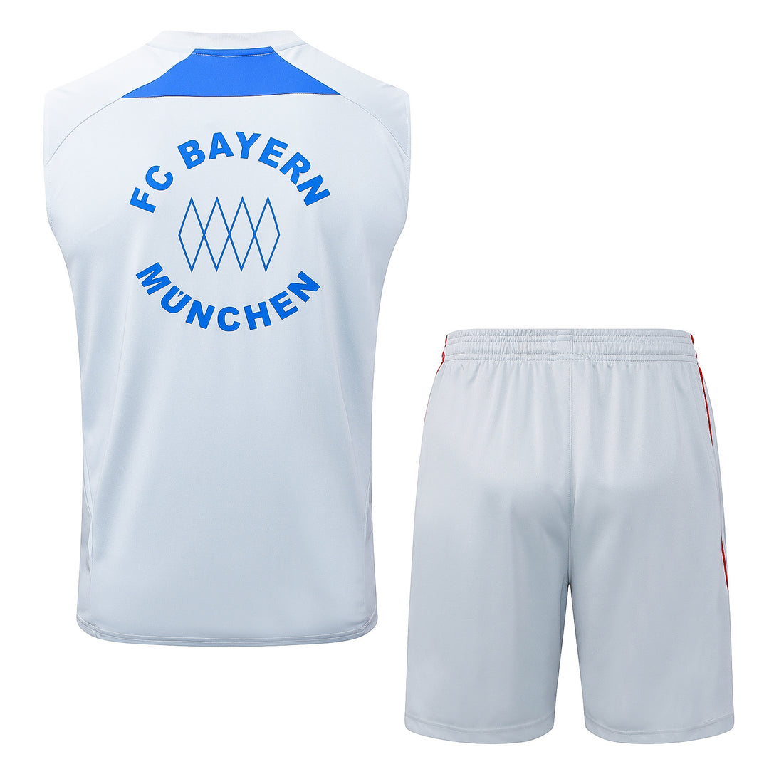 Kit Regata Bayern de Munique 25/26 - Cinza Claro/Azul Royal/Vermelho