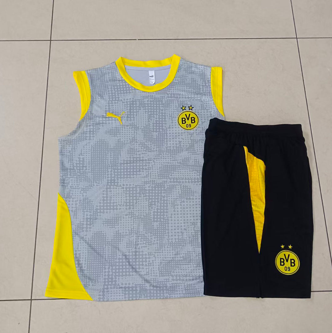 Kit Regata Borussia Dortmund 25/26 - Cinza Claro/Preto/Amarelo