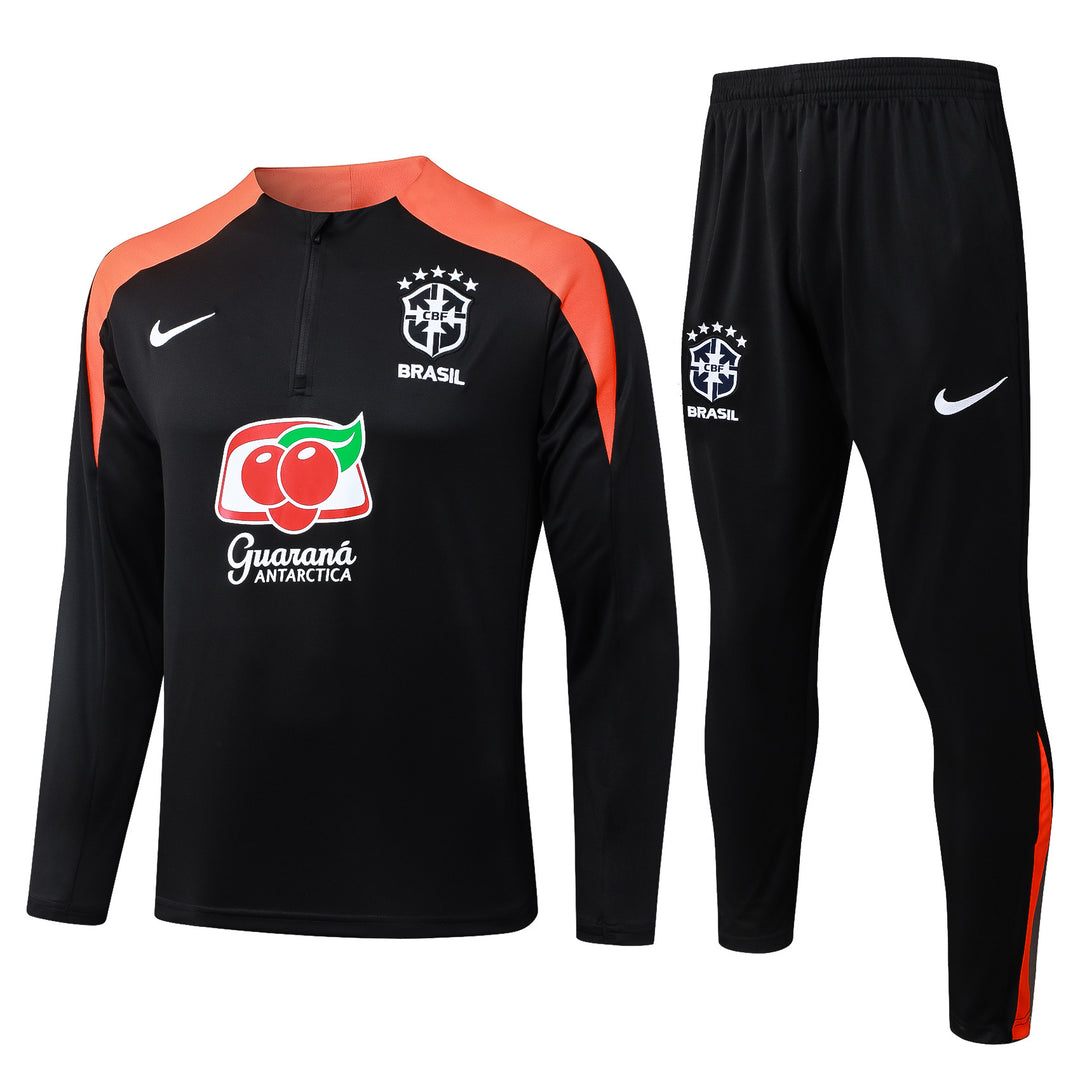 Conjunto Treino Brasil 25/26 - Preto/Salmão