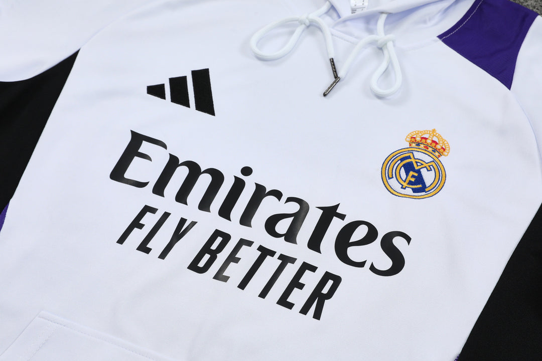 Blusão Real Madrid 2024/25 Branco/Roxo - Capuz