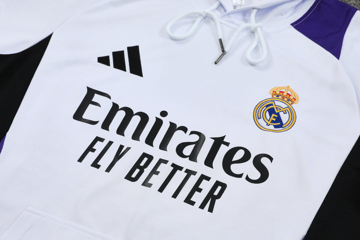 Blusão Real Madrid 2024/25 Branco/Roxo - Capuz