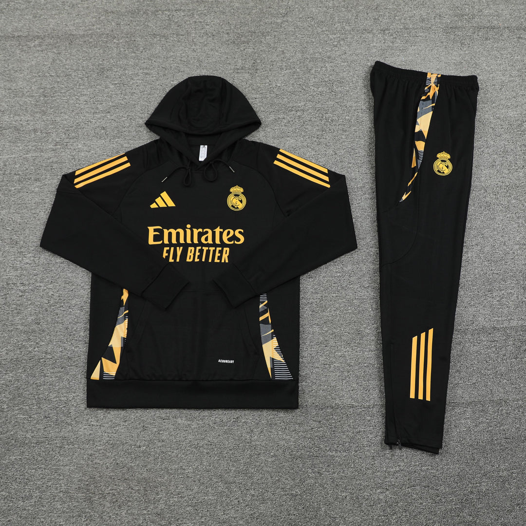 Conjunto Real Madrid 2024/25 Preto/Amarelo - Capuz