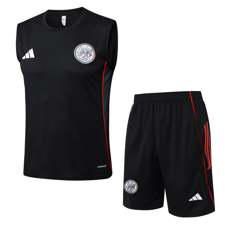 Kit Regata Ajax 25/26 - Preto/Cinza Escuro/Vermelho