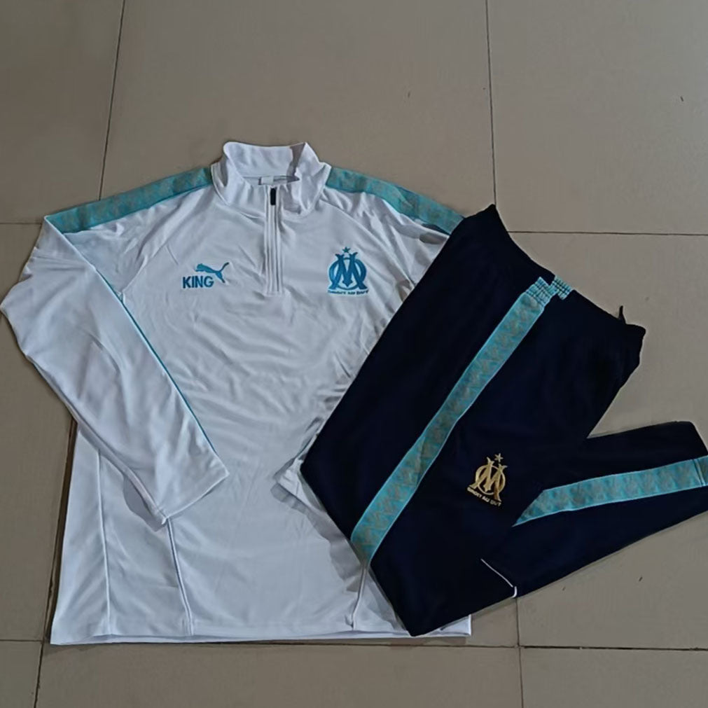 Conjunto Treino Olympique de Marseille 25/26 - Branco/Azul Marinho