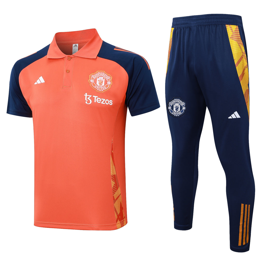 Kit Polo Manchester United 24/25 - Laranja Coral