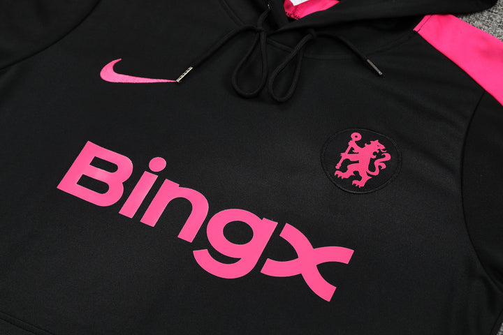 Conjunto Chelsea 2024/25 Preto/Rosa - Capuz
