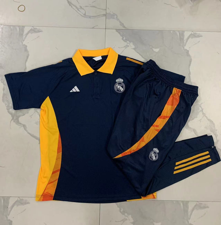 Kit Polo Real Madrid 24/25 - Azul Marinho/Amarelo