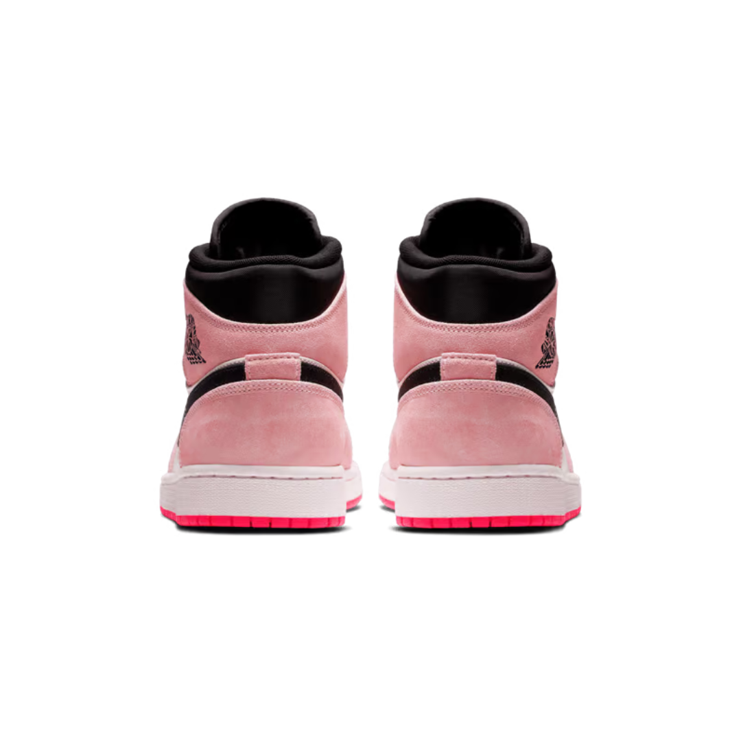 Air Jordan 1 Mid - Branco/Rosa Pastel/Preto/Rosa Neon