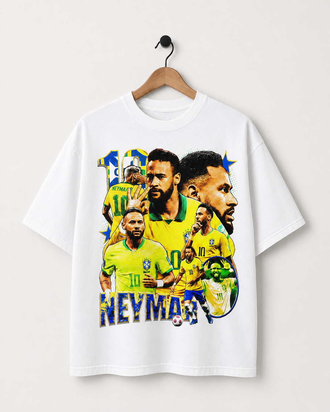 Camiseta Neymar 10 Oversized Retrô Masculina - Creme